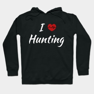 I Love Hunting Red Heart beat Birthday Gift Hoodie